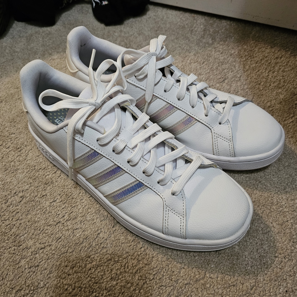 Adidas White Iridescent Sneakers Classic Style